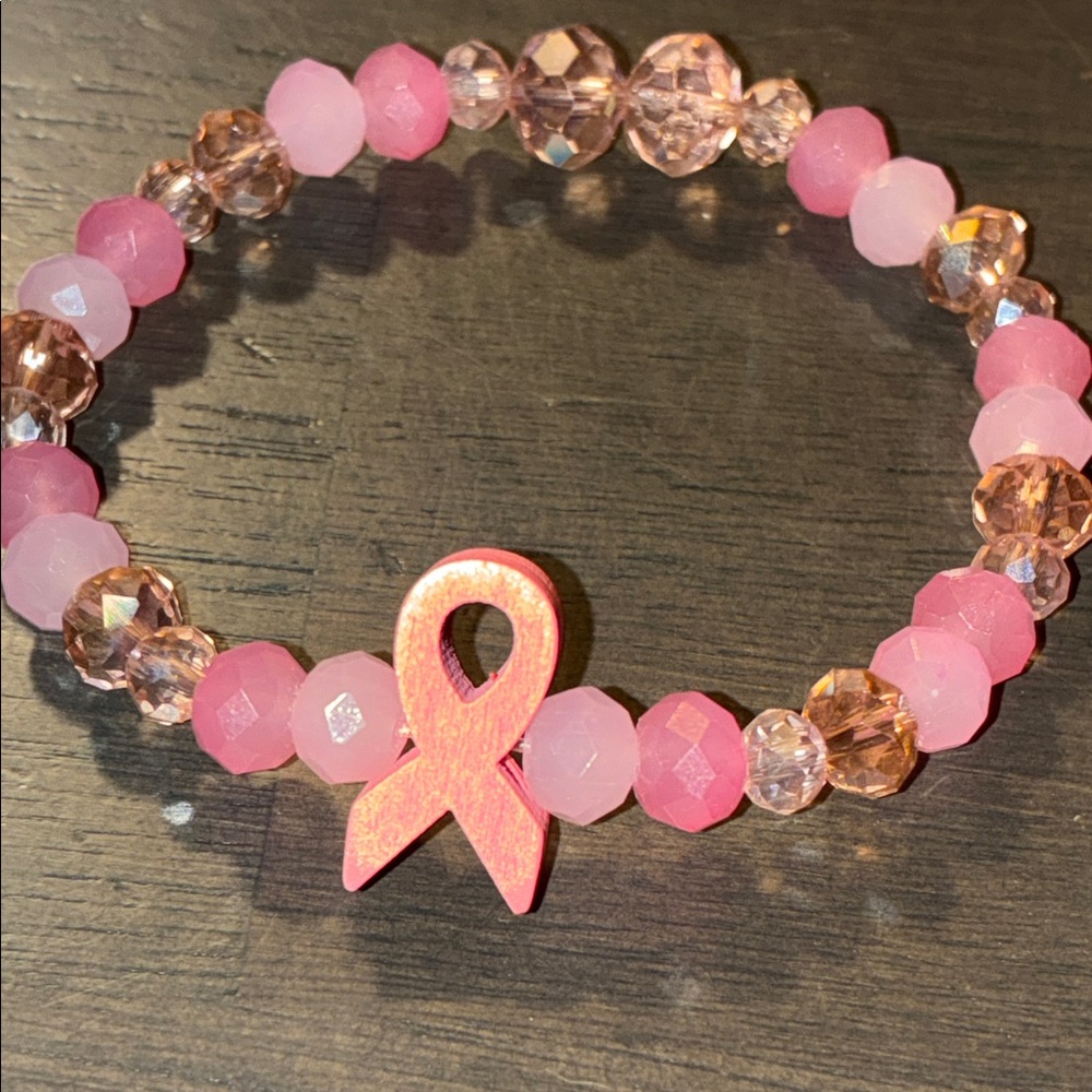 Pink Beaded Awareness Bracelet